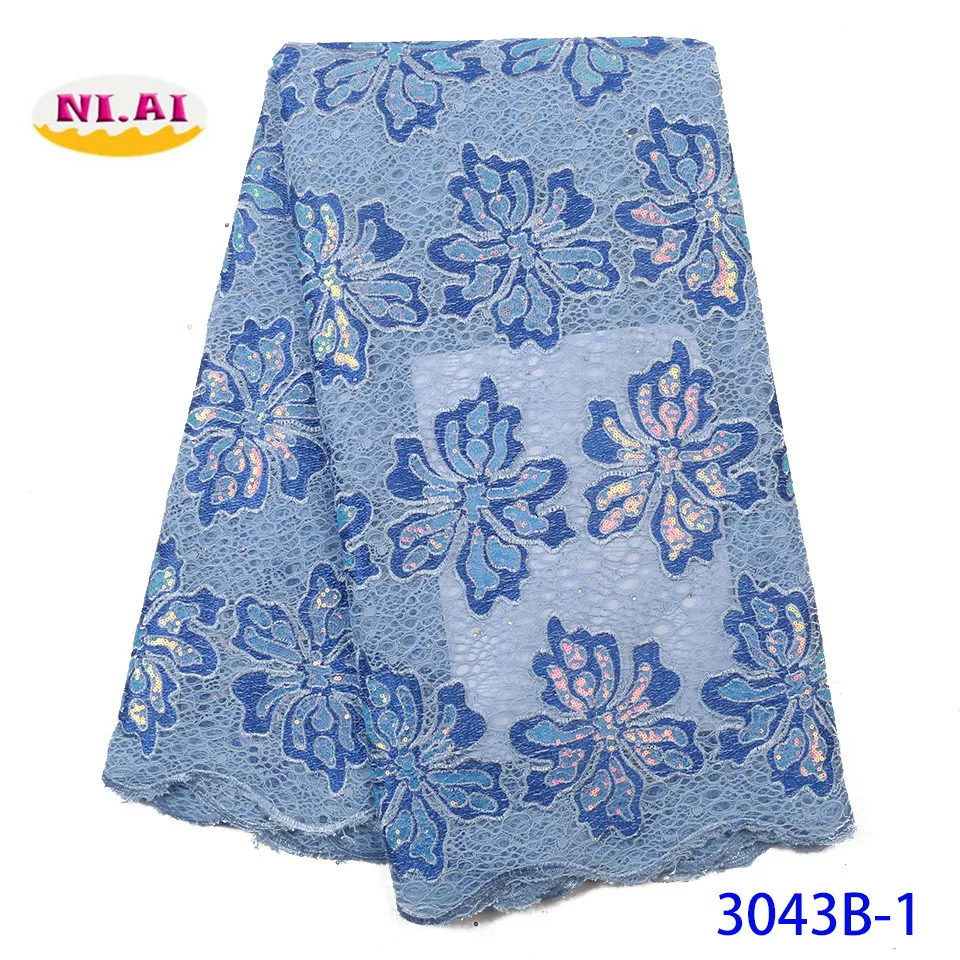 

NIAI Sequins Lace Fabric 2019 High Quality Lace French Tulle Mesh Lace Material African Lace Fabric For Wedding Party XY3043B-1
