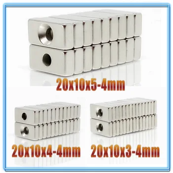 

5 ~ 200 PCs 20x10x3 20x10x4 20x10x5 hole 4 N35 heavy duty block countersunk magnets Rare Earth Permanent Magnet 20*10*3-4