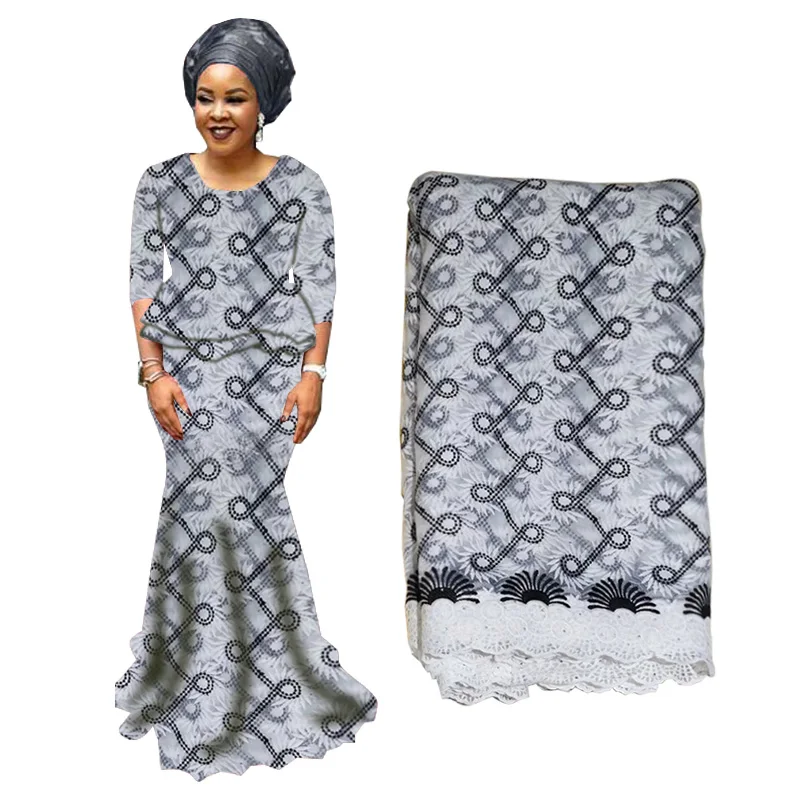 

2019 High Quality African Lace Fabric Nigerianh Net Embroidery Tulle Lace Black Swiss Voile Lace Fabric For Wedding Party Dress