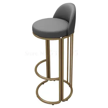 

Nordic Bar Chair Iron High Stool Bar Stool Modern Simple Chair Back Marble Bar Table