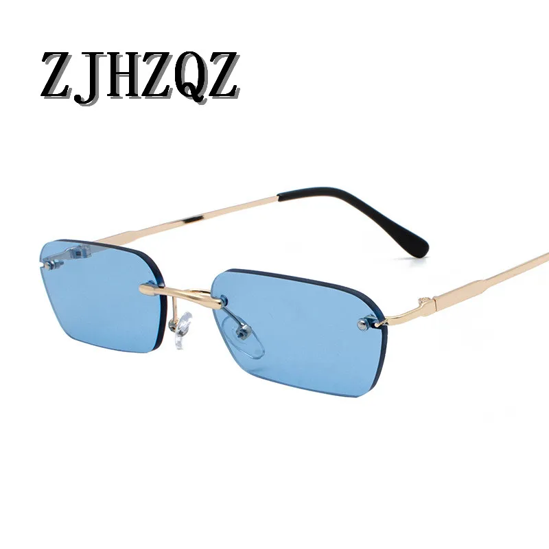 

ZJHZQZ Classic Sports Sunglasses Men Women Male Driving Golf Rectangle Rimless Ultralight Frame Pilot Sun Glasses UV400 De Sol