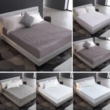 Solid Color Bed Linens Quilted Embossed Waterproof Mattress Protector Fitted Sheet Style Cover for Mattress Bedspread on the Bed