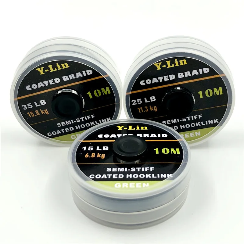 Fishing Line Hook Link Carp Coated Hooklink Braid Line 10m For Hair Rig 15IB 25IB 35IB Coarse Fishing Tackle