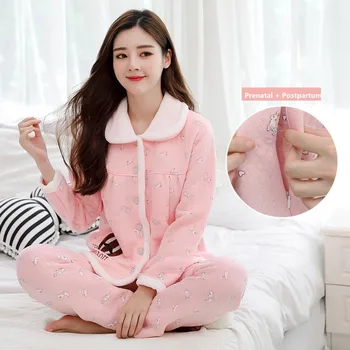 

Autumn Prenatal + Postpartum Cotton Maternity Nursing Pajamas Breastfeeding Sleepwear for Pregnant Women BreastFeeding Nightwear