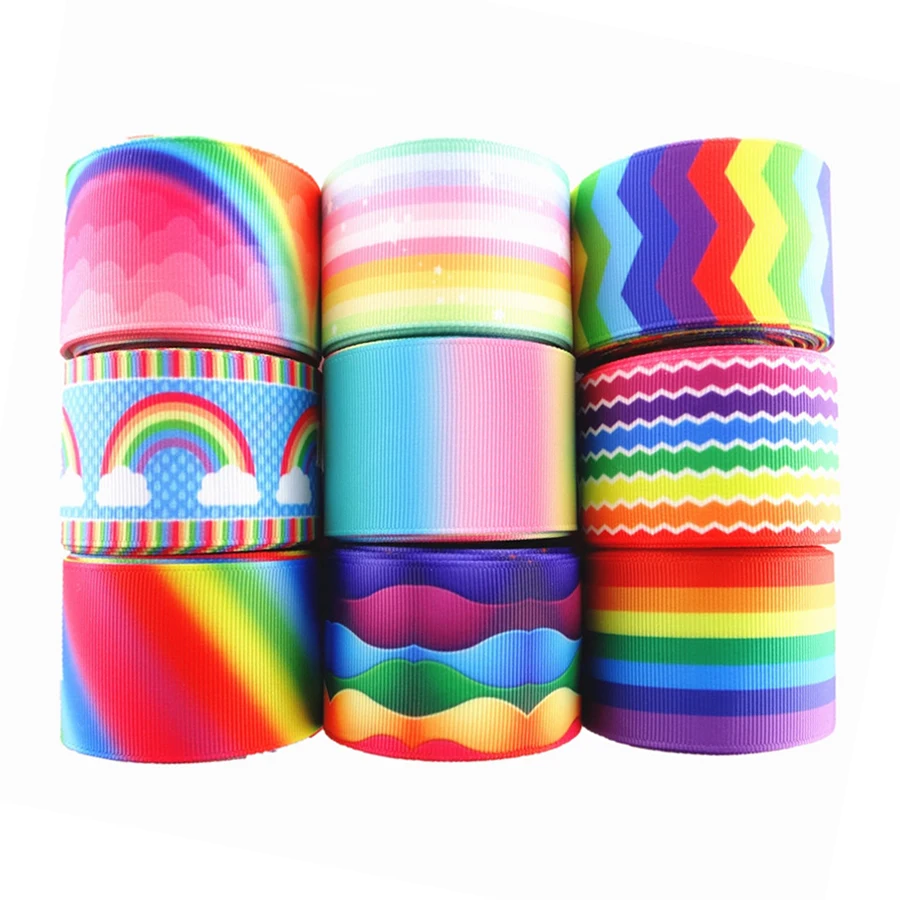 10 Yards Rainbow Stripe Grosgrain Ribbon for DIY Hair Bow