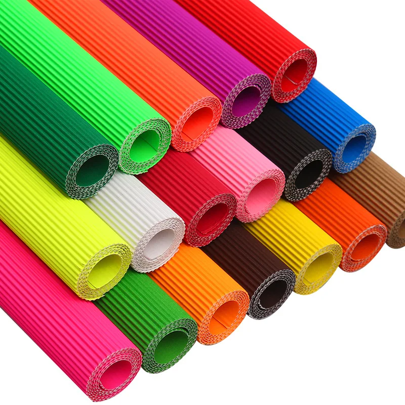 

50*70CM/Roll Child DIY Handmade Color Corrugated Art Paper Kids Hand Folded Paper Materials Scrapbook Decorative Craft Supplies