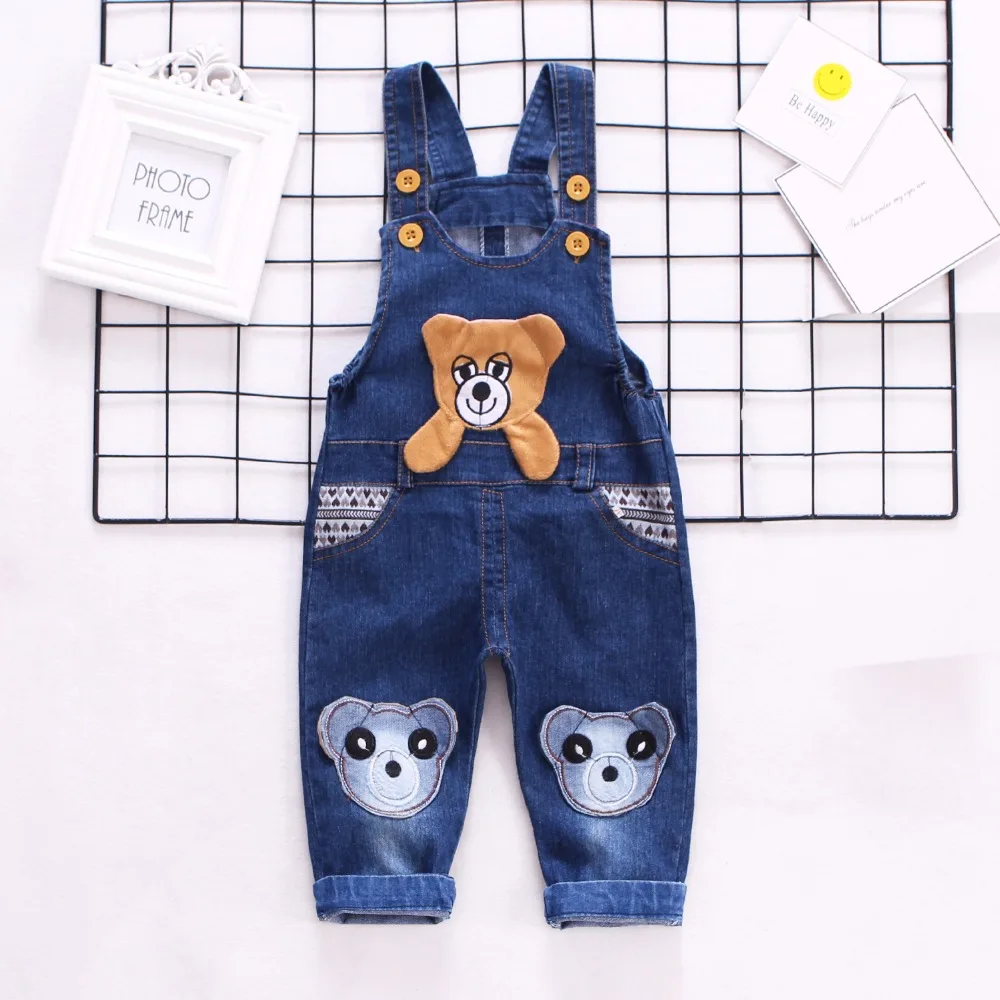  IENENS Toddler Boy's Denim Overalls Baby Cartoon Dungarees Infant Long Pants Kids Boy Jeans Jumpsui