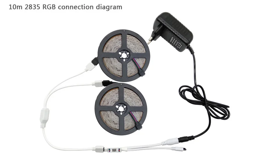 Tira de luces LED con Bluetooth, cinta de luz led RGB SMD 5050 2835, de longitud 5M 10M 15M, con diodo de corriente DC12V 60LED/M y adaptador