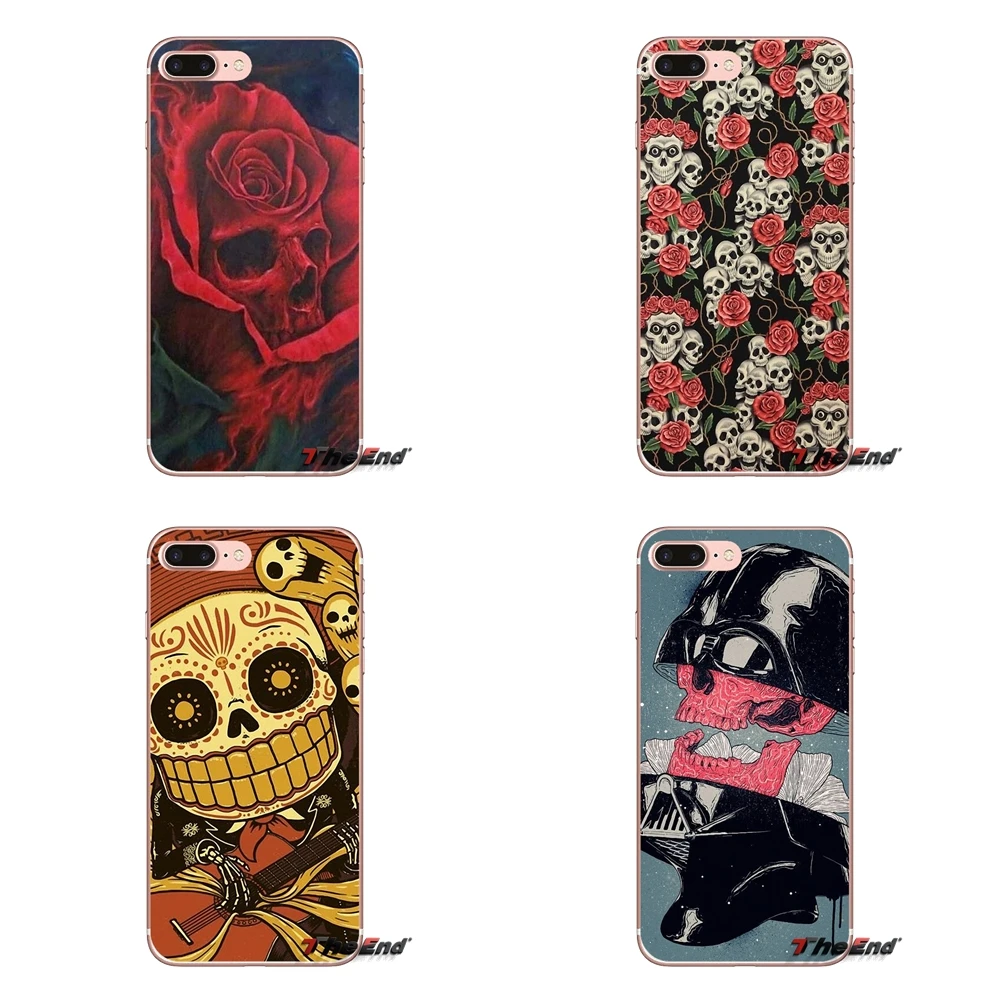 Transparent Soft Shell Covers calaveras Flower For Samsung Galaxy J1 J2 J3 J5 J7 A3 A5 A7 2015 2016 2017 J330 J530 J730 | Мобильные
