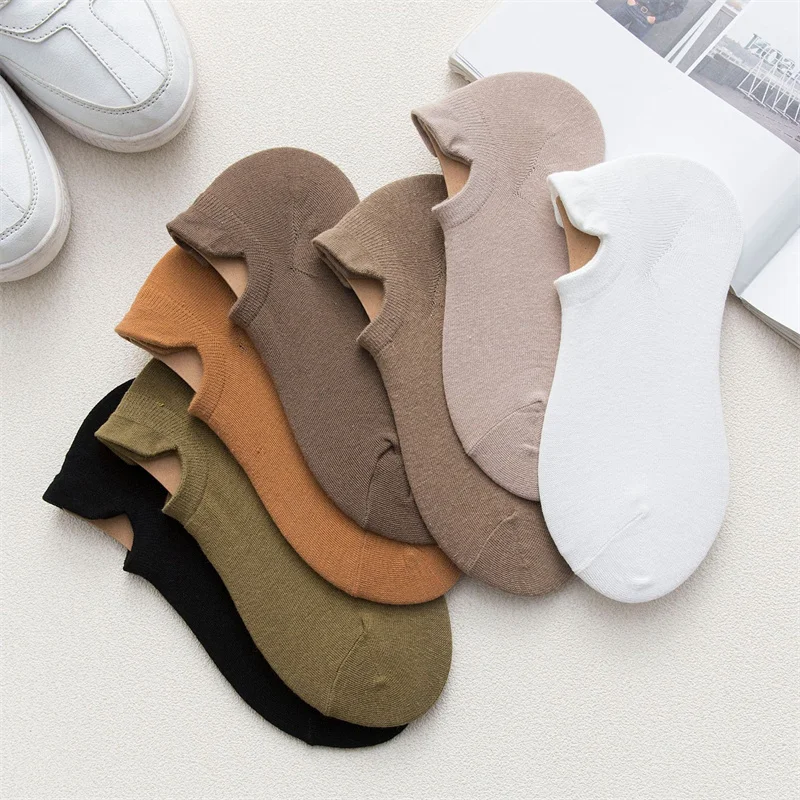 5 Pairs Men Socks Spring summer Invisible Socks Leisure Cotton Short tube Pure color Boat Male Socks Wholesale