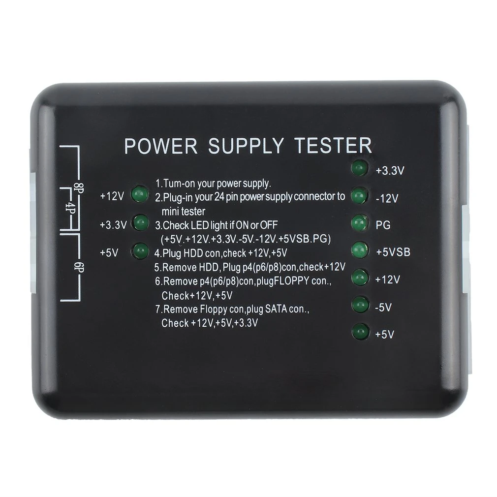 Power Supply Tester Checker Led 20/24 Pin For Psu Atx Sata Hdd Tester