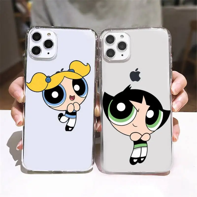 

Cute cartoon PowerPuff Girls Phone Case Transparent soft For iphone 5 5s 5c se 6 6s 7 8 11 12 plus mini x xs xr pro max