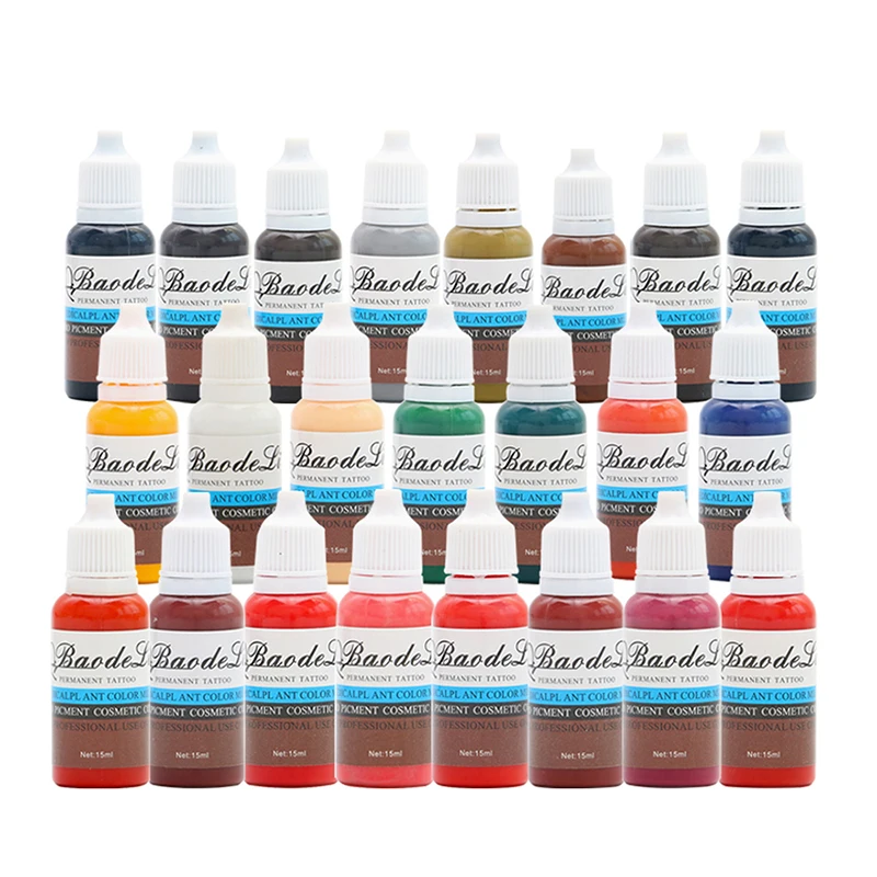 

23 Bottle 1/2oz Tattoo Ink Pigment For Permanent Makeup Easy To Wear Eyebrow Eyeliner Lip Body Arts Paints tattoo color