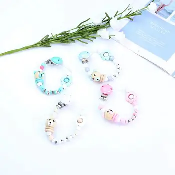 

50PCS Baby Pacifier Clip Chain Panda Shape Cute Colourful Beads Clip Baby Soother Holder For Baby