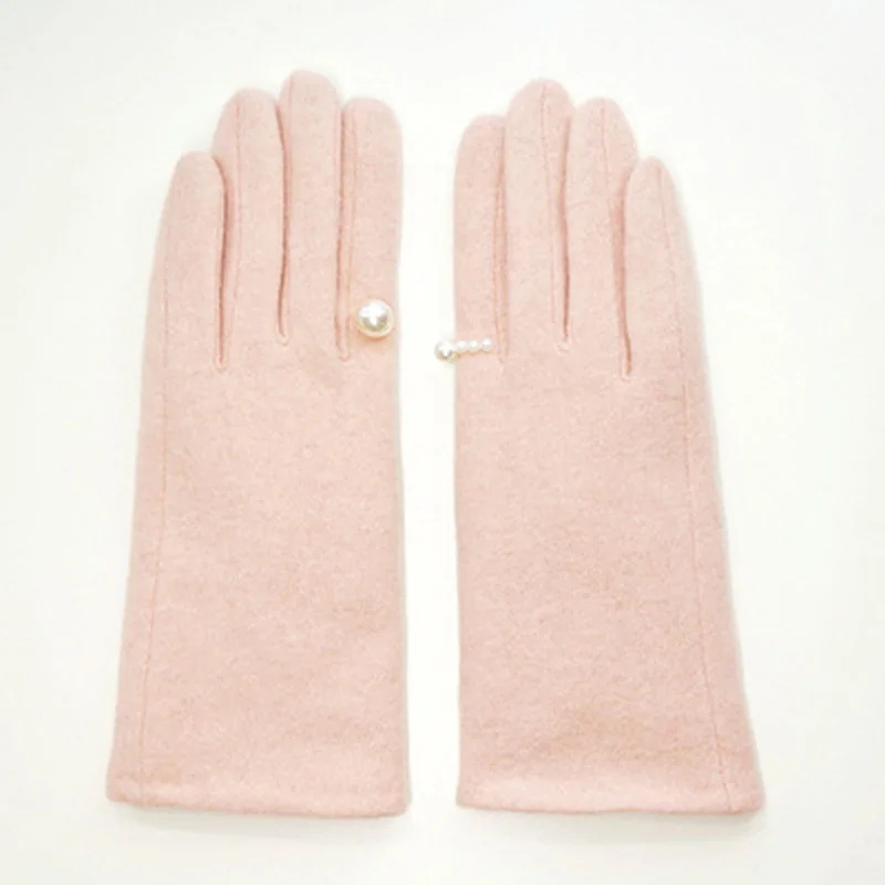 Winter High-grade Pearl Wool Warm Touch Screen Gloves Female Winter Rabbit Cashmere Embroidery Thickening Driving Gloves H86 11