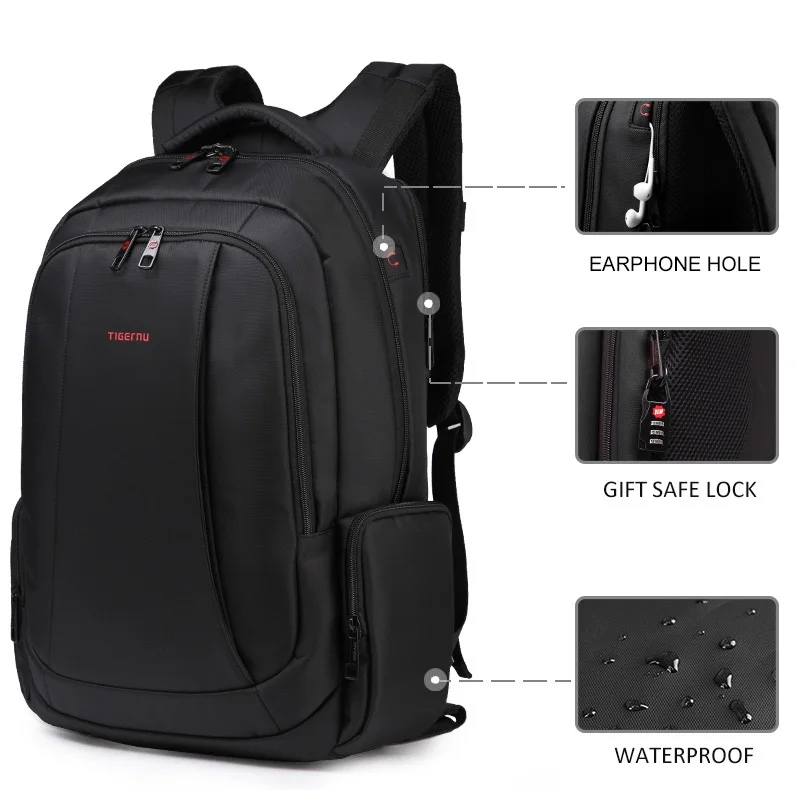 Tigernu Anti Theft Nylon 27L Men 15.6 inch Laptop Backpacks School Fashion Travel Backpacking Backpack Male Backpack For Laptop