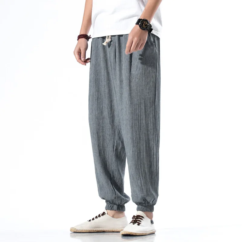Оптовая продажа лето 2020 мужские однотонные тонкие шаровары большого размера из