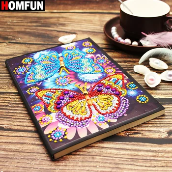 

HOMFUN A5 Notebooks 5D DIY Diamond Painting Special Shape Diary Book Diamond Embroidery "butterfly" Rhinestones Decor Gift