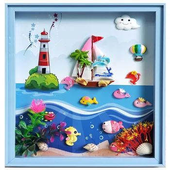 

Children Handmade 3D Photo Frame Marine Painting DIY Paste Frame Drawing Creative Educational Toys Birthday Holiday Gift