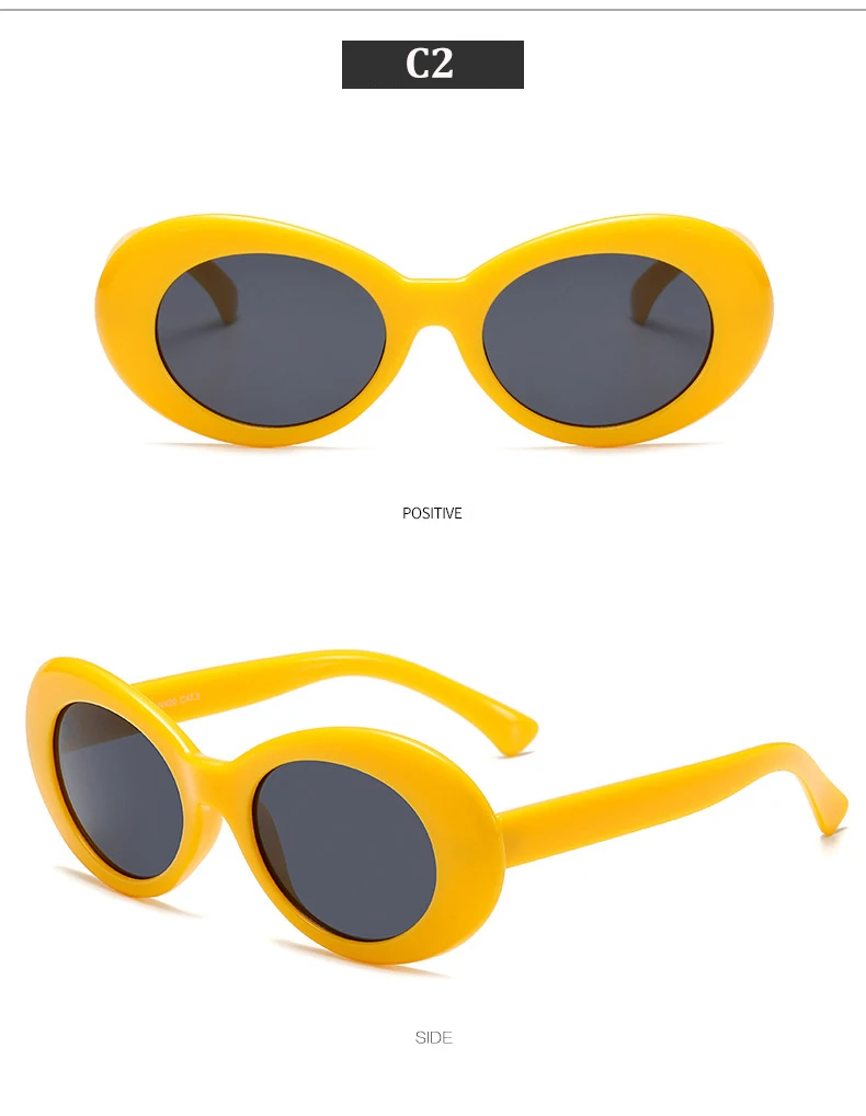 Высококачественные очки в стиле Курта Кобейна, фирменный дизайн, для мужчин и женщин, Ретро стиль, крутые Овальные Солнцезащитные очки, цветные градиентные модные очки