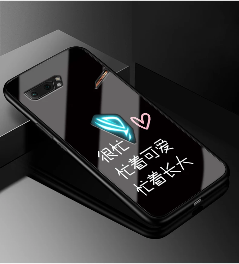 Для Asus ROG Phone II ZS660KL чехол силиконовый бампер жесткая стеклянная задняя крышка для Asus ROG Phone 2 ZS660KL Gaming Phone2 - Цвет: 26