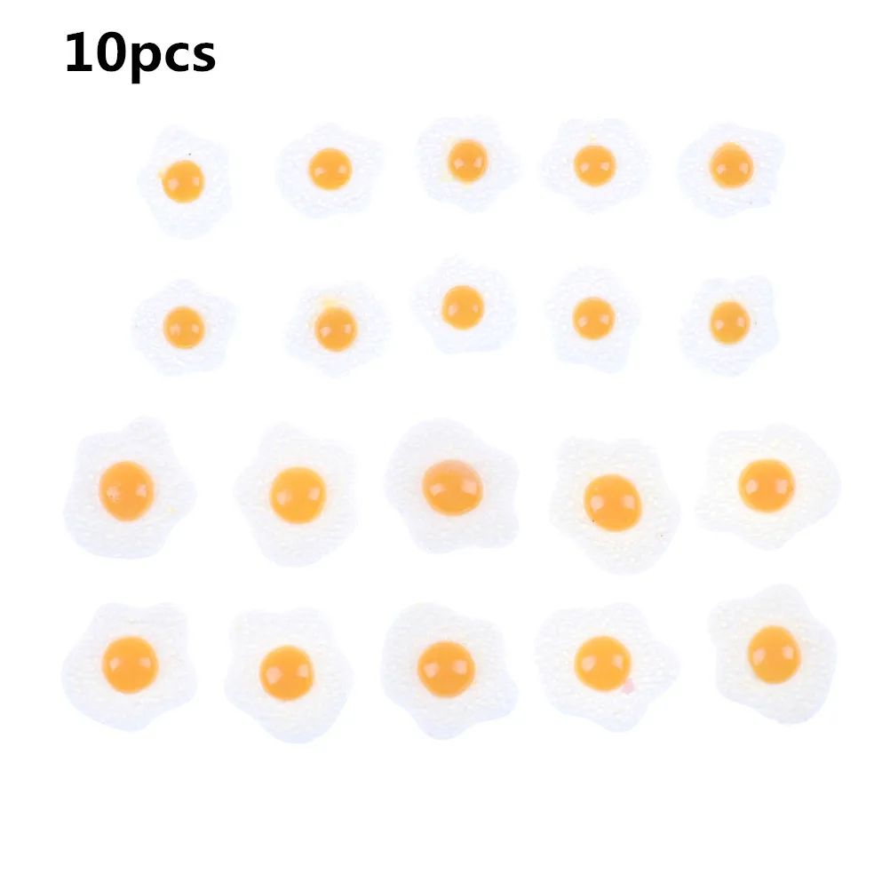 Doll House Toys 10PCS S L Diy Resin Fried Egg 1:12 White Egg Flatback Cabochons Dollhouse Miniature Food DIY Scrapbooking