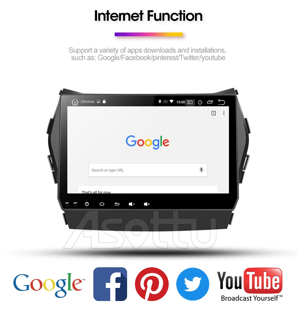 Best Asottu CIX459060 Android PX30  9.0 car dvd gps video radio player 1 din for Hyundai IX45 Santa fe 2013 car navigaton unit 15