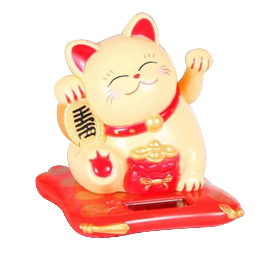 Мода на солнечных батареях Maneki Neko Фортуна кошка приветствующий счастливый манящий лапой развевающийся домашний офис Ресторан Декор ремесла - Название цвета: Yellow