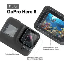 Защитная пленка для экрана из закаленного стекла для Gopro Hero 8, Черная защитная пленка для экрана для Gopro Hero 8, набор аксессуаров для экшн-камеры