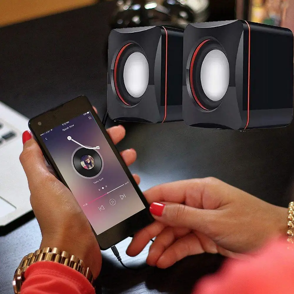 HobbyLane Portable Computer Speakers USB Powered Desktop Mini Speaker Bass Sound Music Player System Wired Small Speaker d29