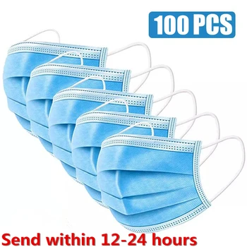 

100 pcs Anti Droplet Disposable Protective Face Mask 3 Layer Non Woven Mouth Masks Dustproof Earloop For Protection Masks