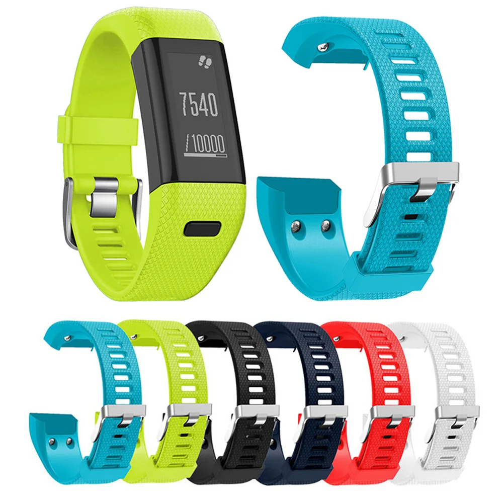Силиконовый браслет ремешок спортивные полосы для Garmin Vivosmart HR+ удобный