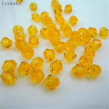 

Isywaka Sale Golden Yellow 6mm 48PCS Bicone Austria Crystal Beads charm Glass Beads Loose Spacer Bead for DIY Jewelry Making