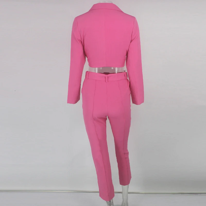 Tobinoone куртка с длинным рукавом и штаны комплект из двух предметов для ночного клуба сексуальный женский комплект 2 шт. комплект с поясом дамская модная одежда