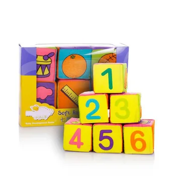 

Baby 7CM Cloth Building Blocks Grasp Toy 3D Touch Hand Soft Cloth Cubes Balls 6Pcs o