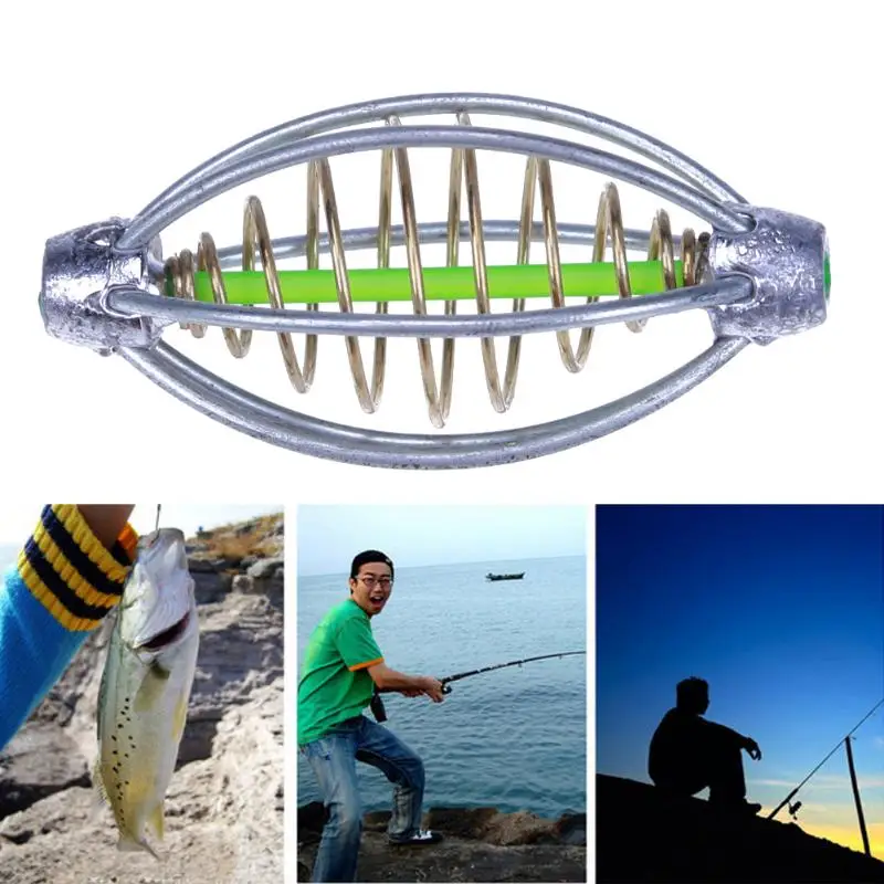 4 Pcs Fishing Bait Cage Lead Sinker Swivel Spring+Lead Thrower Carp Fishing Feeder Tackle Tool Accessories, 2 Pcs S with 2 Pcs