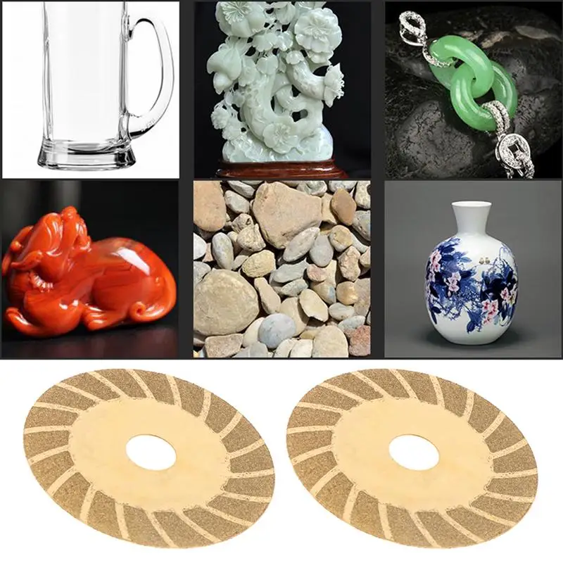 2Pcs Diamond Saw Cutting Discs Cut Off Wheel Cutting Glass Plate Jade Cutter Grinding Plate for Glass Home Golden