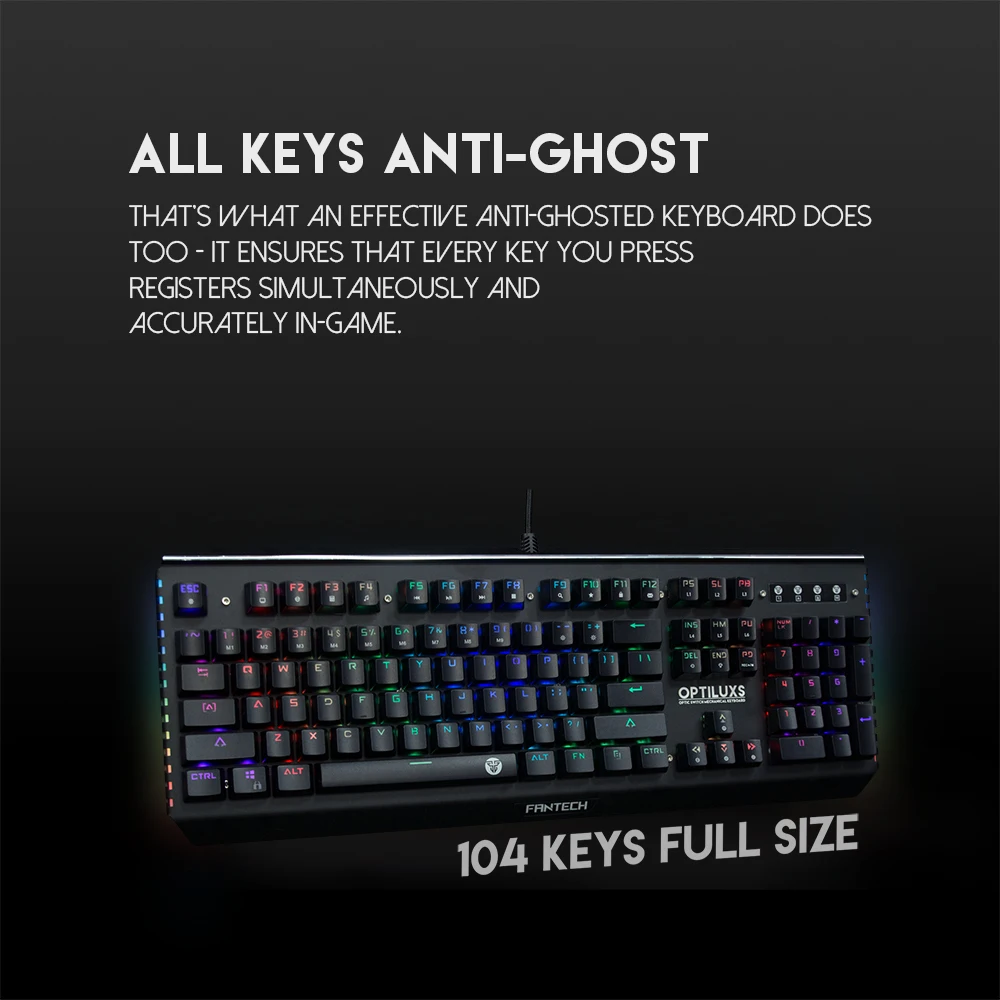 FANTECH MK884 RGB Gaming Keyboard All Buttons Have No Conflicts English Waterproof Optical Axis Key