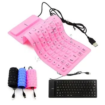 

85Key USB Mini Flexible Silicone Folding PC Wired Keyboard For Notebook Foldable Portable Wired English Keyboard Environmentally