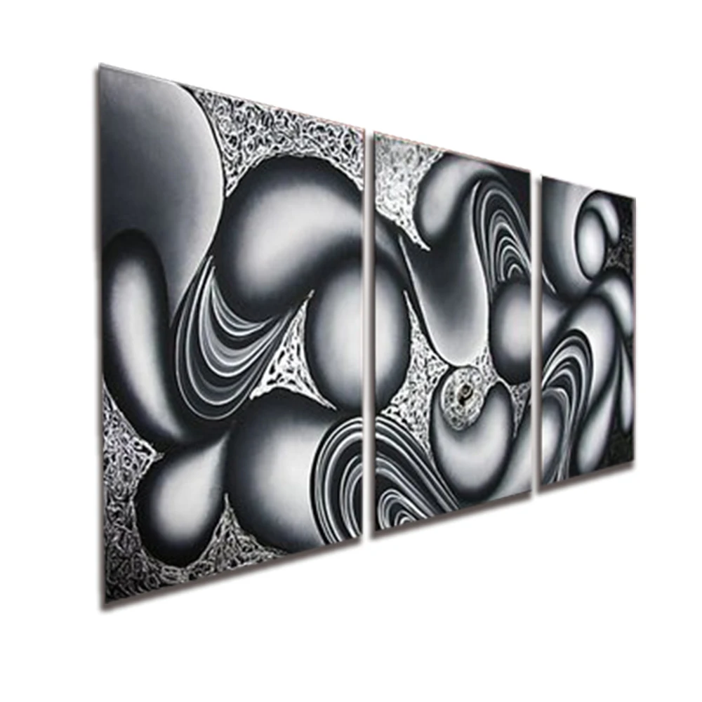 

3 Panels Abstract Art Canvas Paintings Heavy Texture Large Modern Hand Painted Black and White Wall Art for Living Room Bedroom