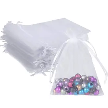 

100pcs Organza Bags Jewelry Packaging Wedding Party Decoration Small Gift Candy Bags Christmas Gift Drawstring Mesh Bag 13*18cm