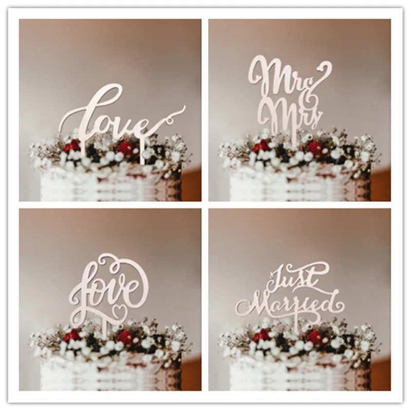 DIY Украшение для свадебного торта "Mr& Mrs" деревянные буквы топперы на свадебный торт украшение для именинного торта сувениры Помолвочные подарочные украшения