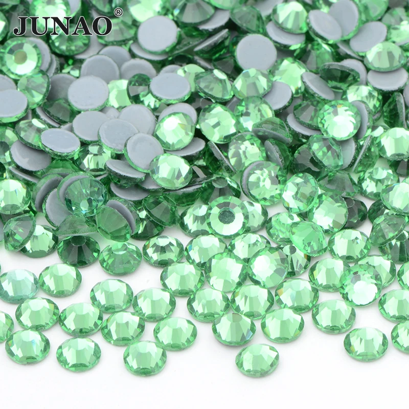 JUNAO SS 6 10 16 20 30 Wholesale AB Crystals Hot Fix Glass Rhinestone Flatback Iron On Strass In Bulk Hotfix Crystal Stones