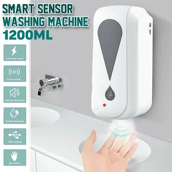

Home Hotel Hand Washing Soap Dispenser IR Sensor Hospital USB Charging 1200ml Wall Mounted Touchless Automatic School Waterproof