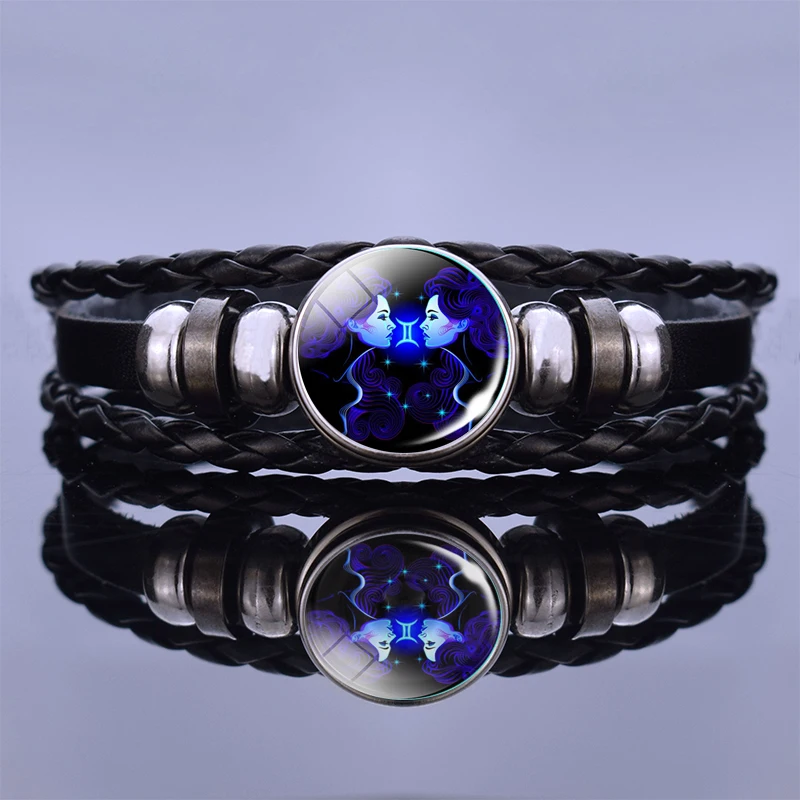 12 Zodiac Signs Constellation Charm Bracelet Men Women Fashion Multilayer Weave leather Bracelet & Bangle Birthday Gifts 13