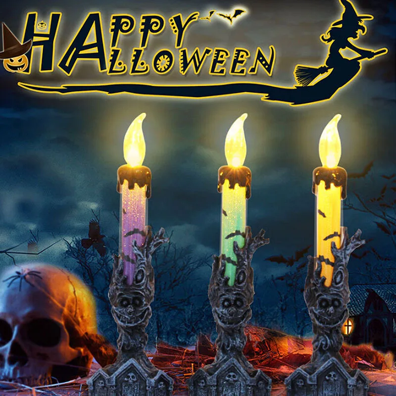

Halloween Party Decoration LED Candle Skeleton Ghost Hand Shape Electronic Candle Light Lamp for Halloween Holiday