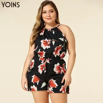 

YOINS Bohemian Random Floral Print Sleeveless Round Neck Jumpsuit 2020 Spring Summer Female Playsuits Bodysuits Casual Body Tops