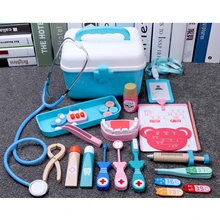 21 шт./компл. деревянный пазл для детей стоматолог ролевые игры Медицинские Комплект моделирования стетоскоп Детский Набор доктора, подарок для мальчиков и девочек-синий/розовый