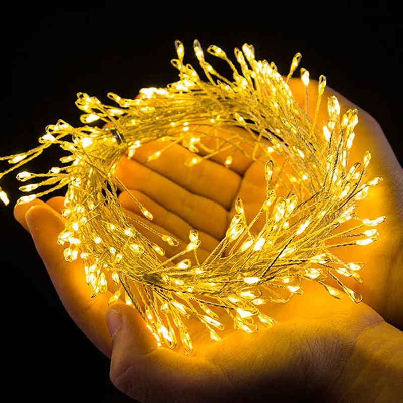 LED Firecracker String Light 2M 200 Bulbs Remote Control 8 Model Fairy Lights Christmas New Year Wedding Party Decoration Lamp (41)