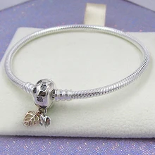 LISM [Wholesale] 925 Silver Winter New Moments Silver Bracelet Falling Leaf Cuff Bracelet Women Fashion DIY Original Jewelr